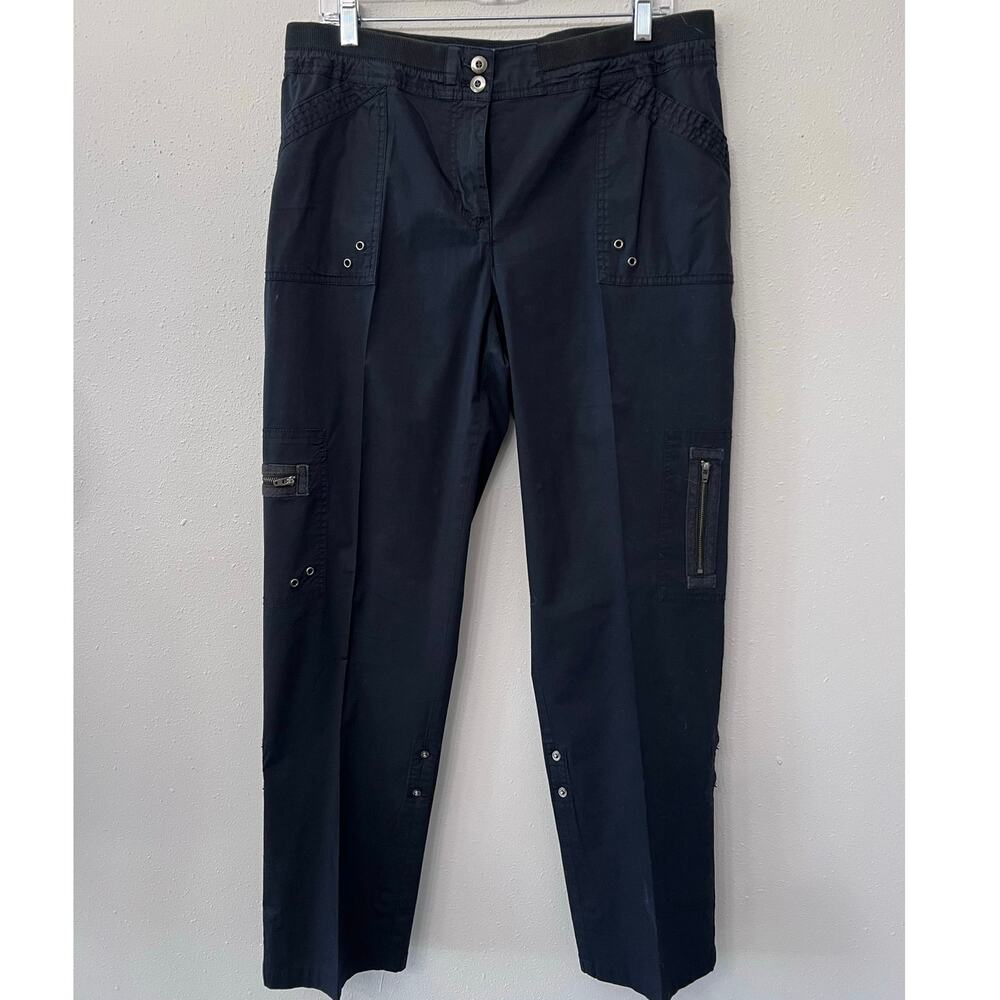 Chico’s Cargo Pants Sz 2 (US L/ Sz 12) Cotton Roll Up Beachy Casual Minimalist‎